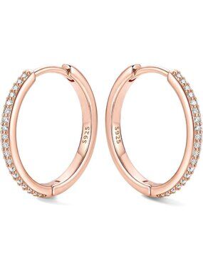 Sterling Silver Small Diamond Hoop Earrings for Women 8-20mm - Elegant & Chic